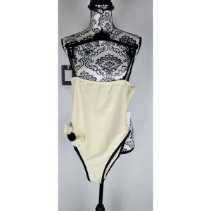 SAME LOS ANGELES One Piece Swimsuit Womens Color Beige Sz Small Flower Beige